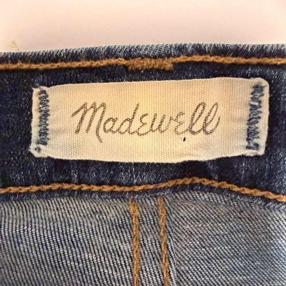 Madewell Slim Straight High Rise Jeans Dark Wash Blue Size 28x29 Comfort Stretch